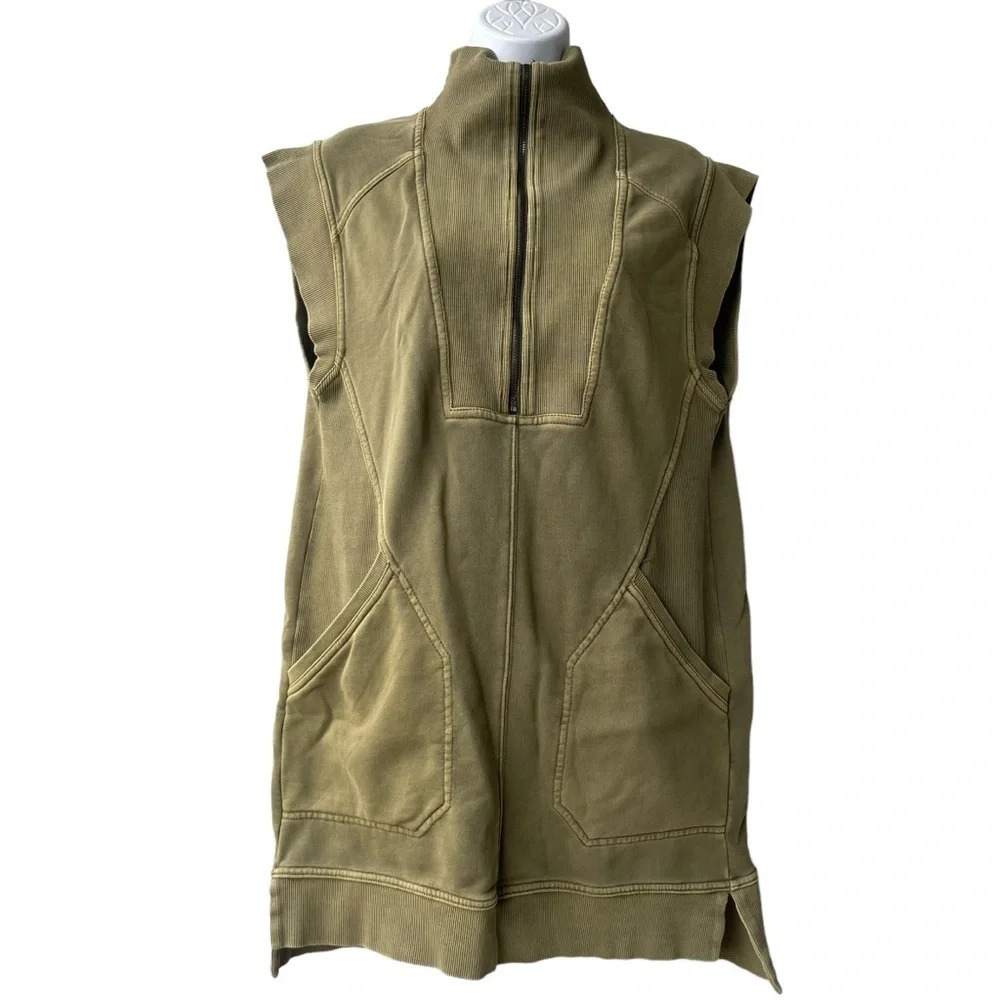 Daily Practice Anthropologie Meru Zip Front Mini Dress Women’s Size M Olive - Picture 2 of 4